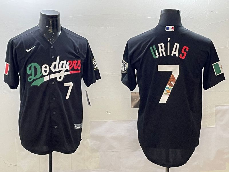 Men Los Angeles Dodgers 7 Urias Black Fashion 2025 Nike MLB Jersey style 8